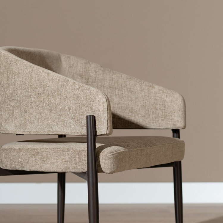 Chaise de salle à manger en velours Bret taupe
