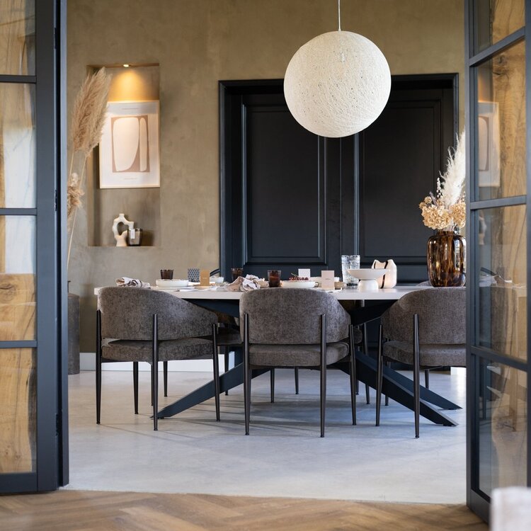 Chaise de salle à manger en velours Bret taupe