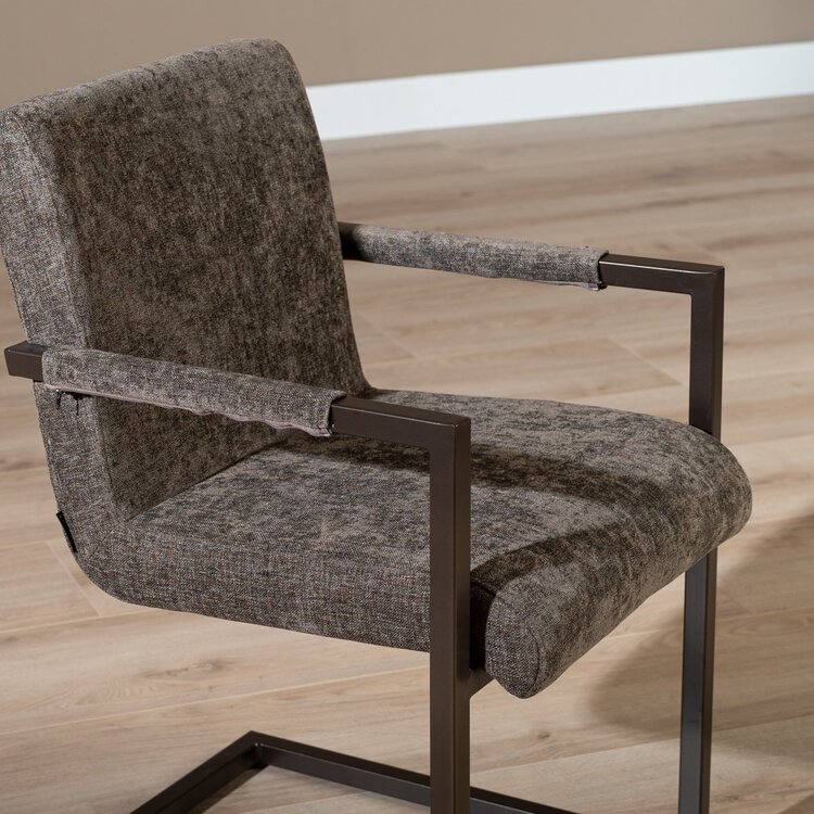 Chaise de salle à manger en velours Lio marron