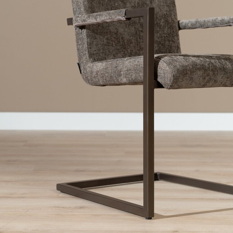 Chaise de salle à manger en velours Lio marron