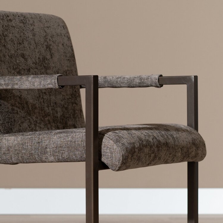 Chaise de salle à manger en velours Lio marron