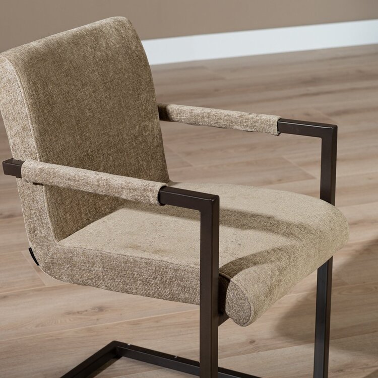 Chaise de salle à manger en velours Lio taupe