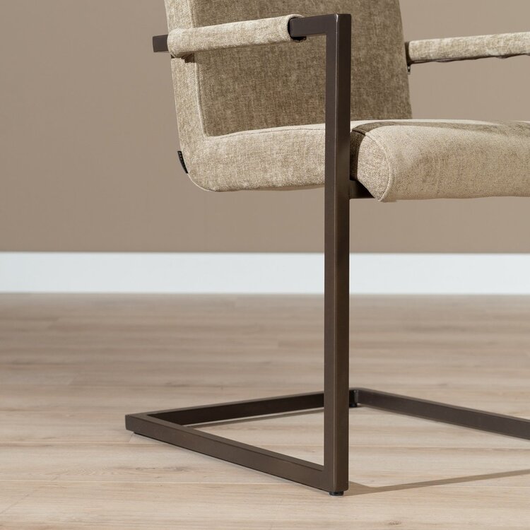 Chaise de salle à manger en velours Lio taupe