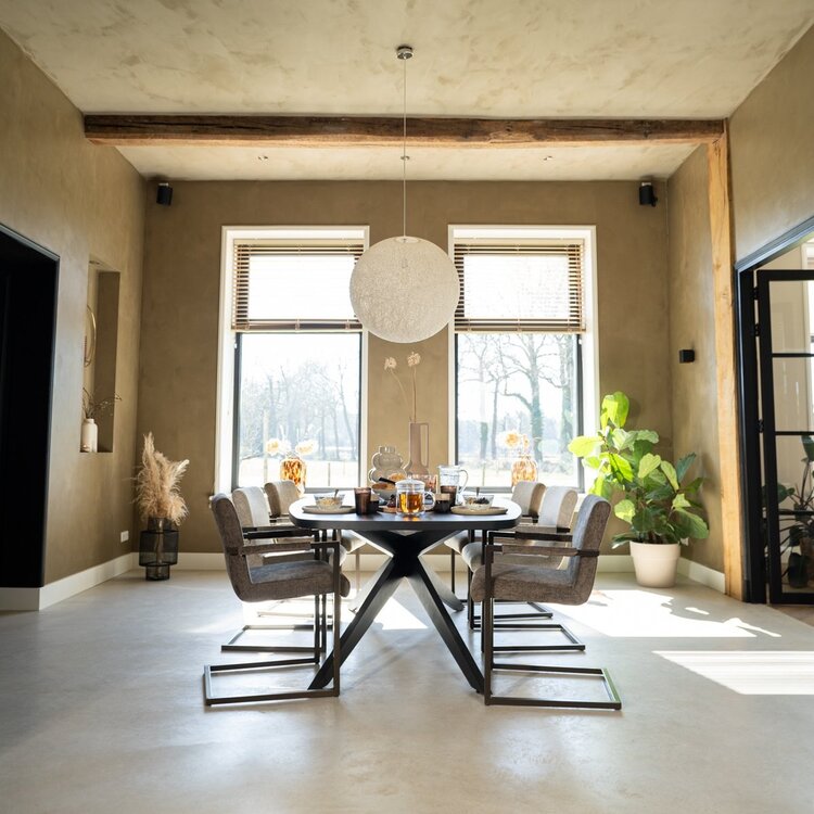 Chaise de salle à manger en velours Lio taupe