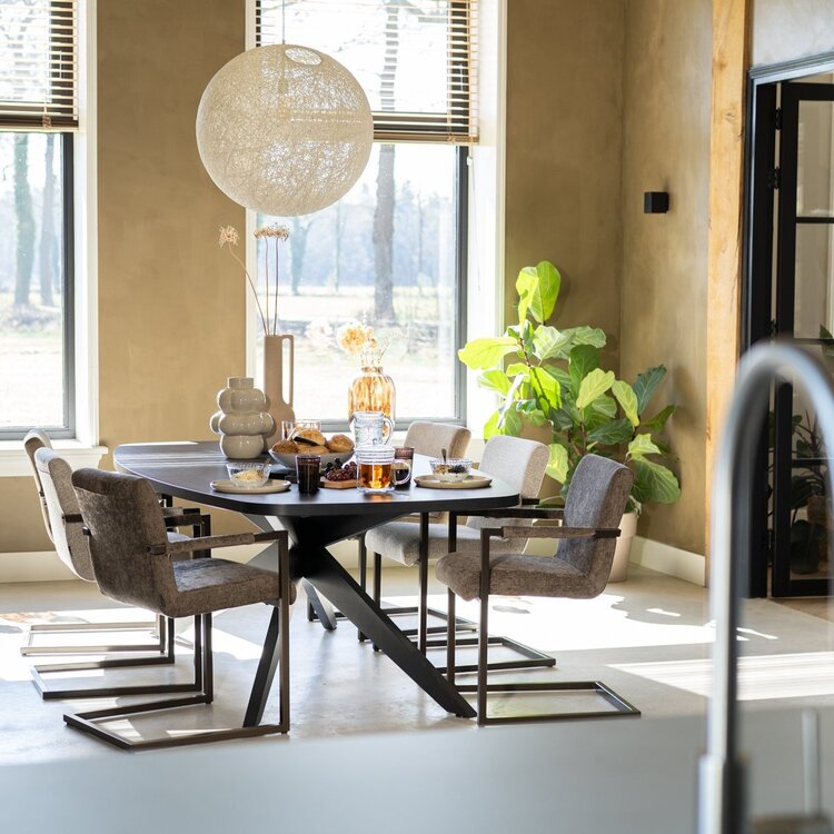 Chaise de salle à manger en velours Lio taupe