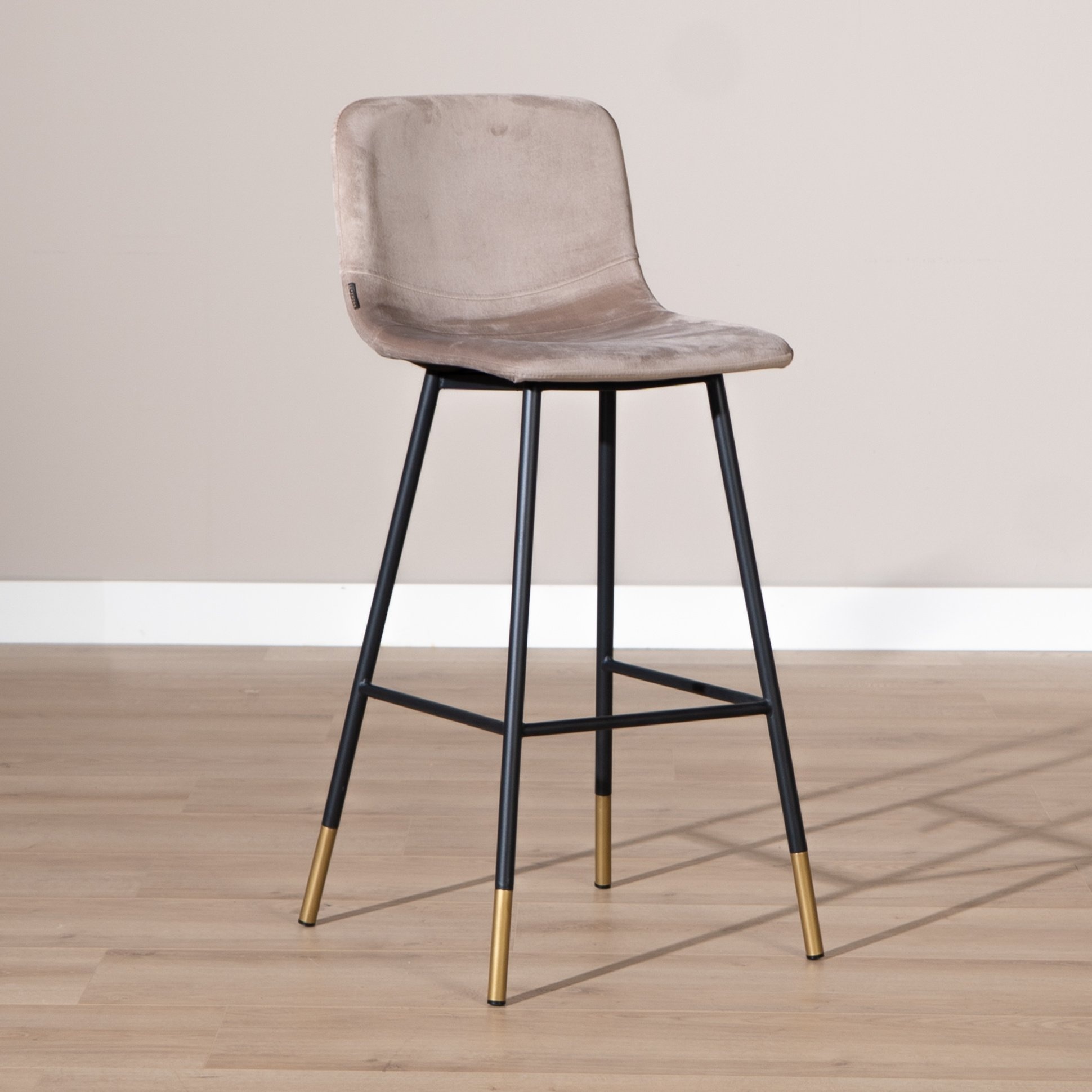 Tabouret de bar Mikky taupe velours 65-78 cm