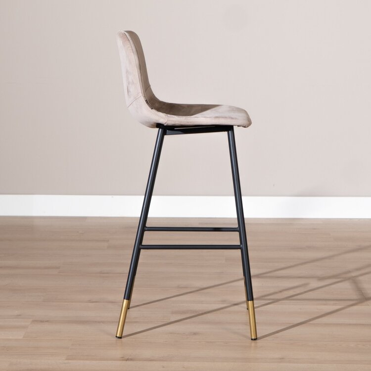 Tabouret de bar Mikky taupe velours 65-78 cm