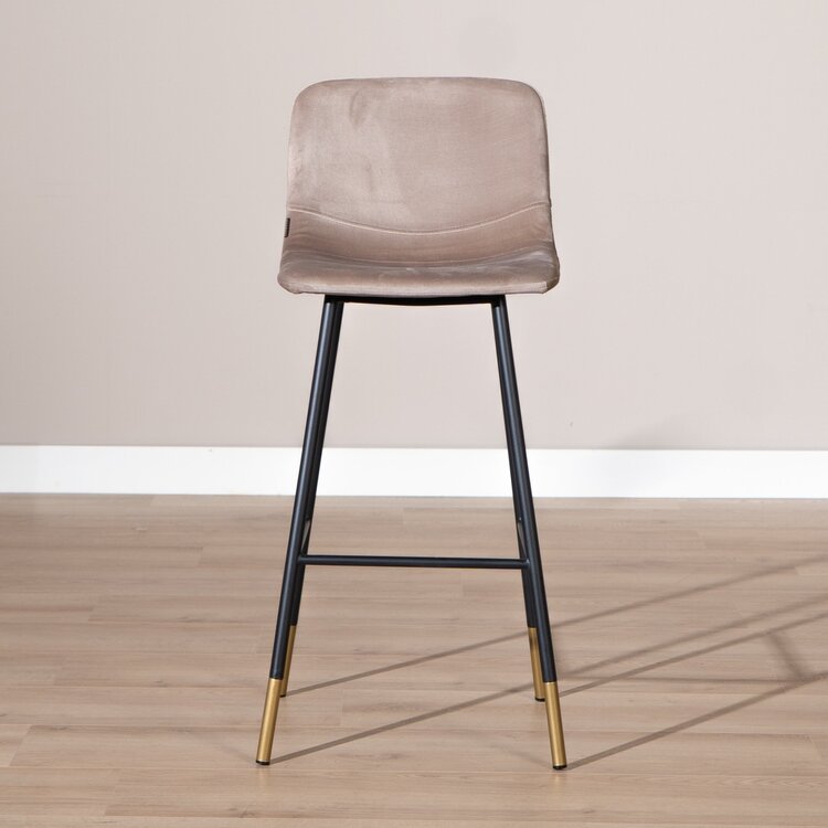 Tabouret de bar Mikky taupe velours 65-78 cm