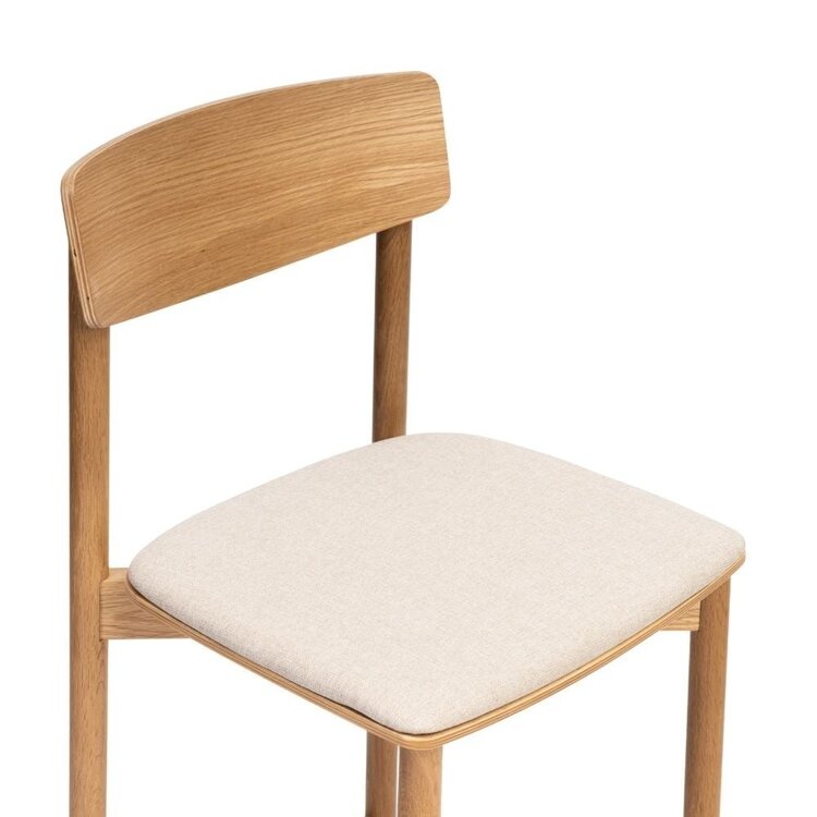 Tabouret de bar scandinave Jane en chêne naturel/off white 80 cm