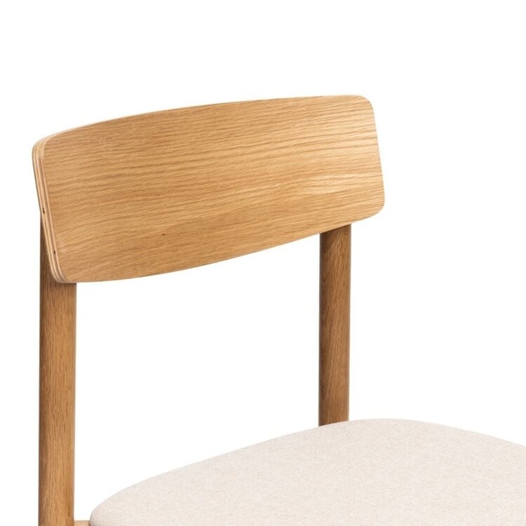 Tabouret de bar scandinave Jane en chêne naturel/off white 80 cm