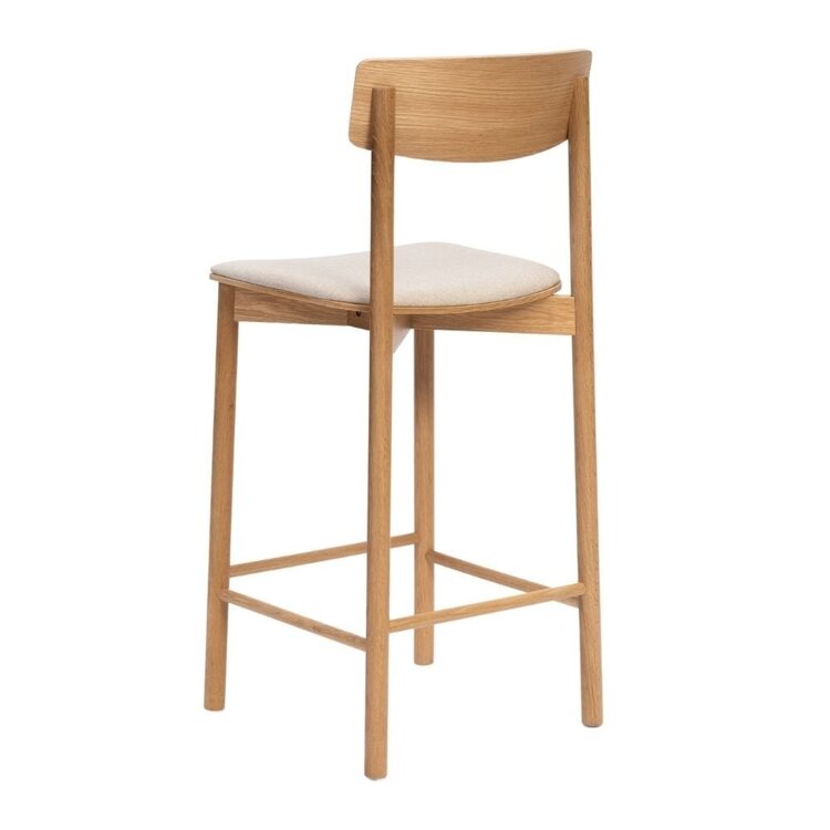 Tabouret de bar scandinave Jane en chêne naturel/off white 80 cm