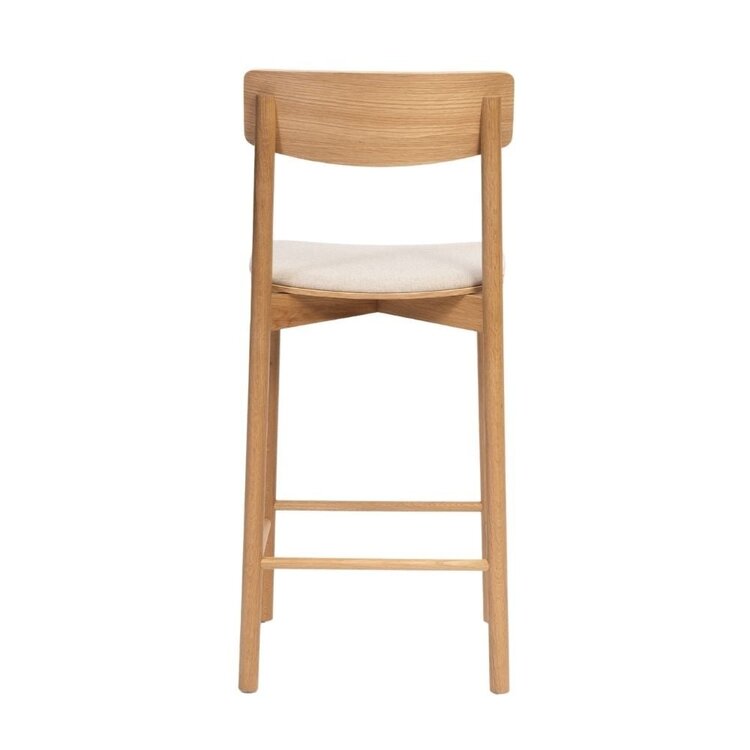 Tabouret de bar scandinave Jane en chêne naturel/off white 80 cm
