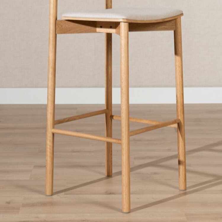 Tabouret de bar scandinave Jane en chêne naturel/off white 80 cm