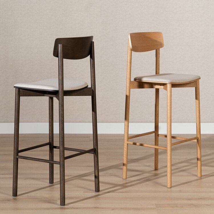 Tabouret de bar scandinave Jane en chêne naturel/off white 80 cm
