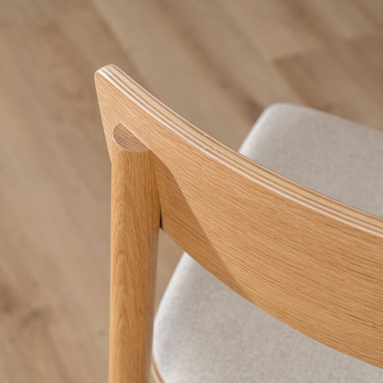 Tabouret de bar scandinave Jane en chêne naturel/off white 80 cm