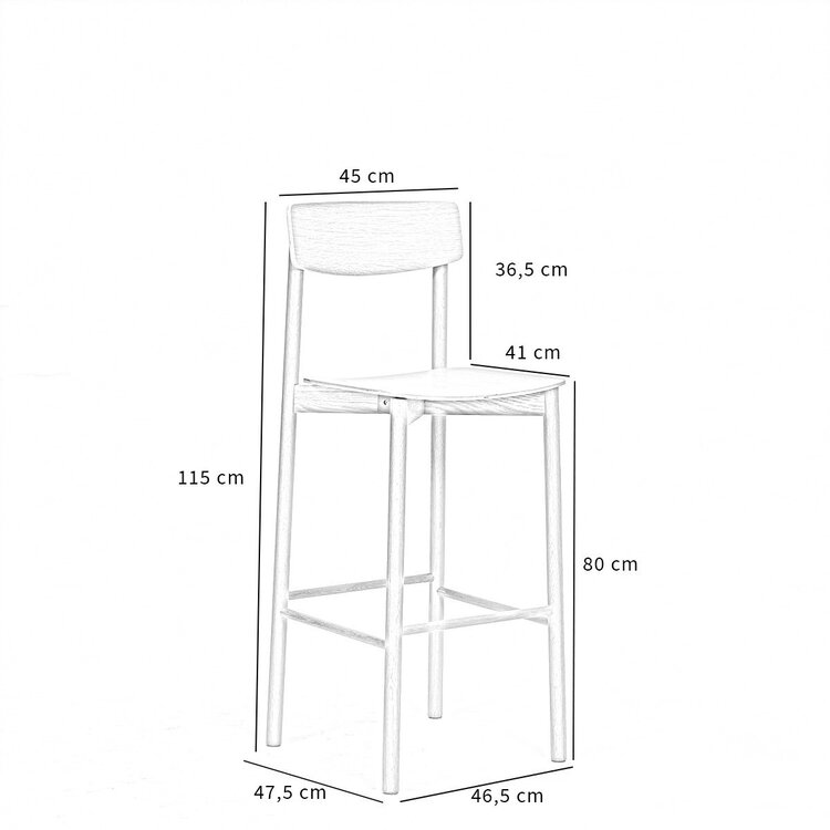 Tabouret de bar scandinave Miquel noyer 78,5 cm