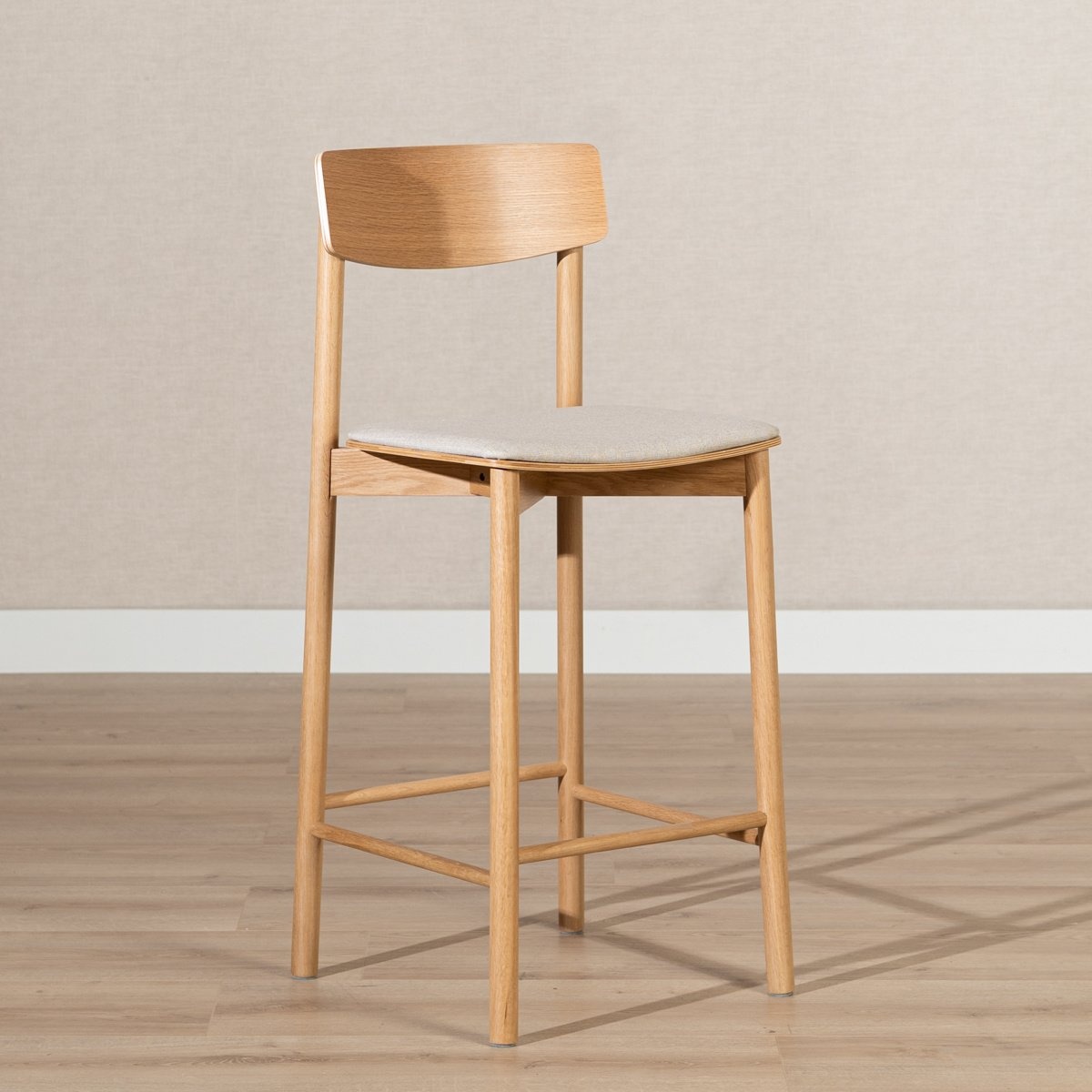 Tabouret de bar Inez en chêne naturel/off white 70 cm
