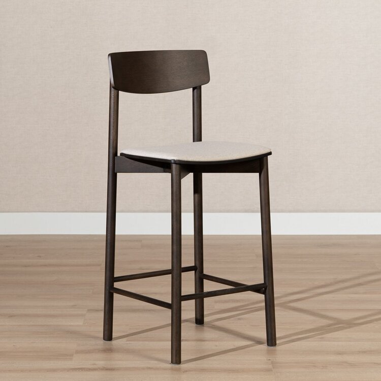 Tabouret de bar scandinave Inez noyer/off white 70 cm