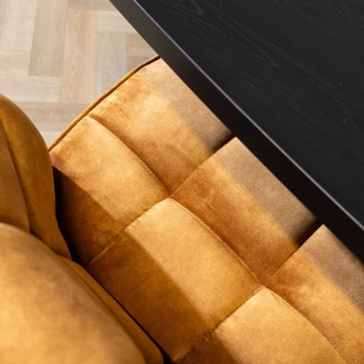 Banc de salle à manger en velours Janna ocre jaune 155 cm