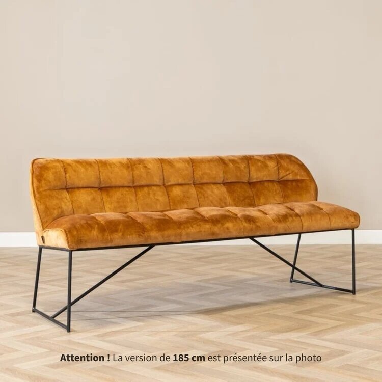 Banc de salle à manger en velours Janna ocre jaune 155 cm