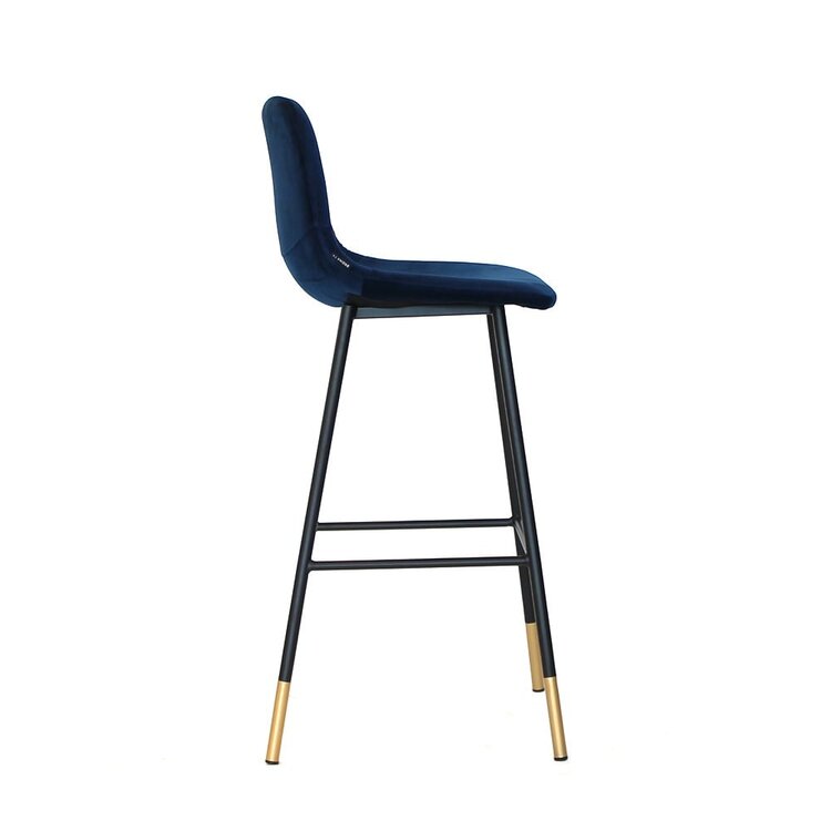 Tabouret de bar Mikky bleu velours 65-78 cm
