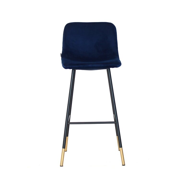 Tabouret de bar Mikky bleu velours 65-78 cm