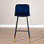 Tabouret de bar Mikky bleu velours 65-78 cm