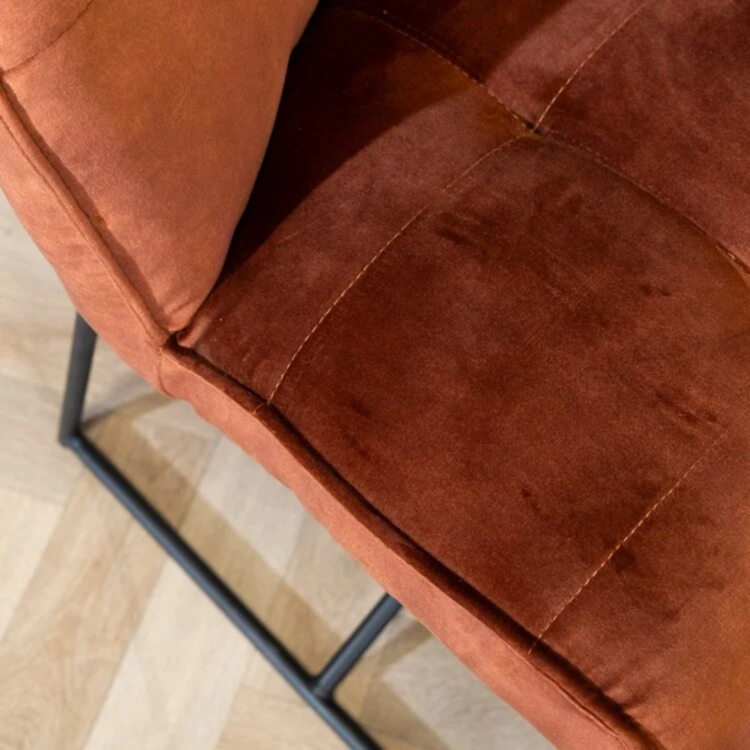 Banc de salle à manger en velours Janna cuivre 155 cm