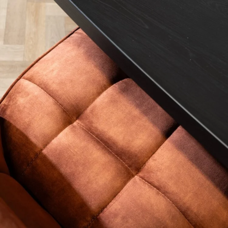Banc de salle à manger en velours Janna cuivre 155 cm