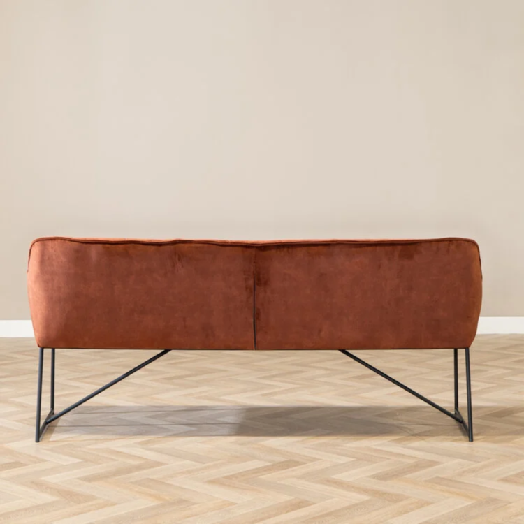 Banc de salle à manger en velours Janna cuivre 155 cm