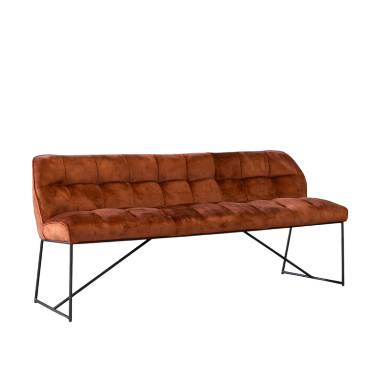 Banc de salle à manger en velours Janna cuivre 155 cm