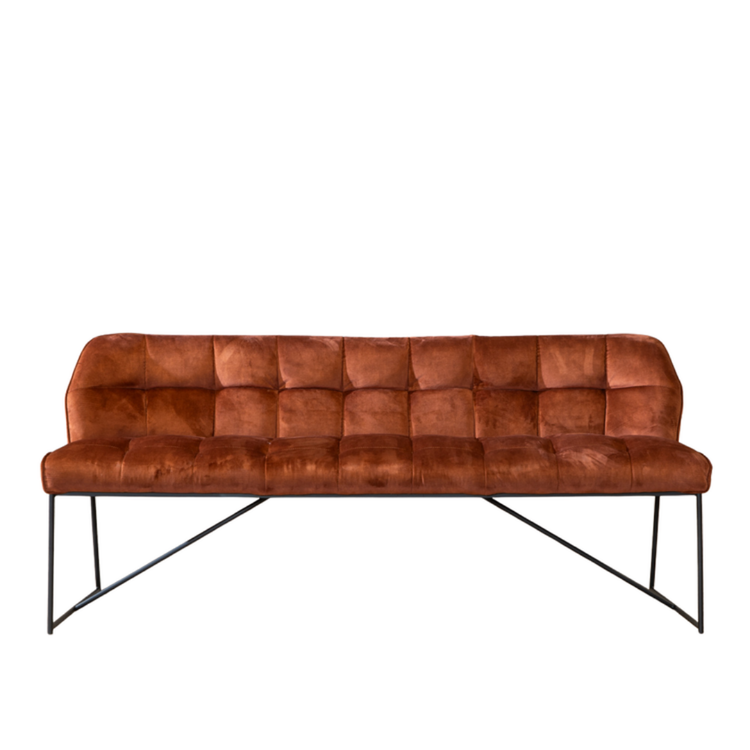 Banc de salle à manger en velours Janna cuivre 155 cm