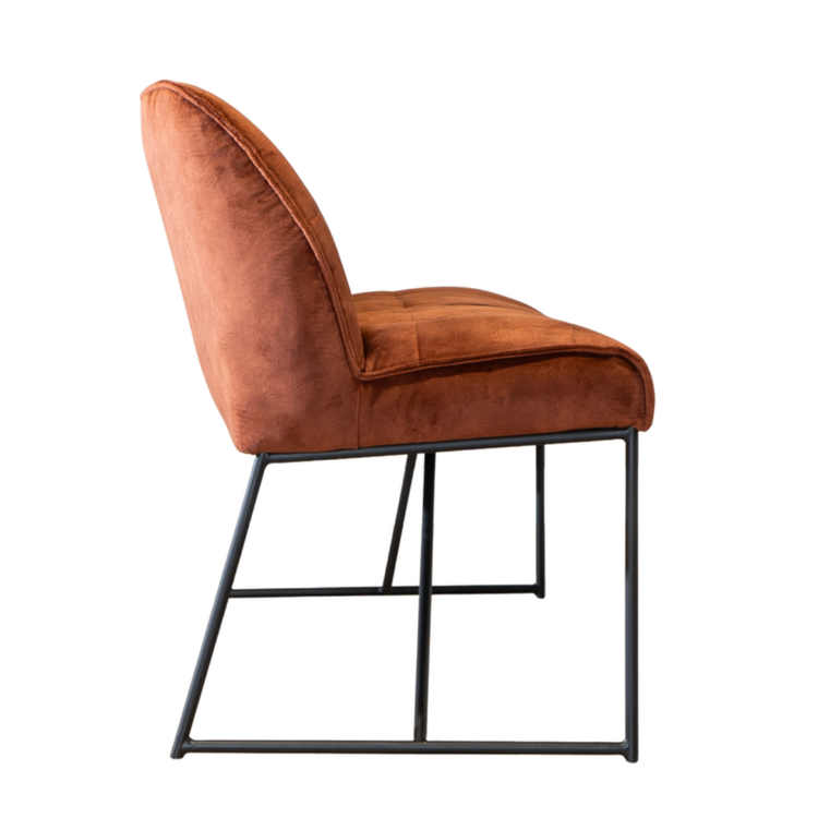 Banc de salle à manger en velours Janna cuivre 155 cm