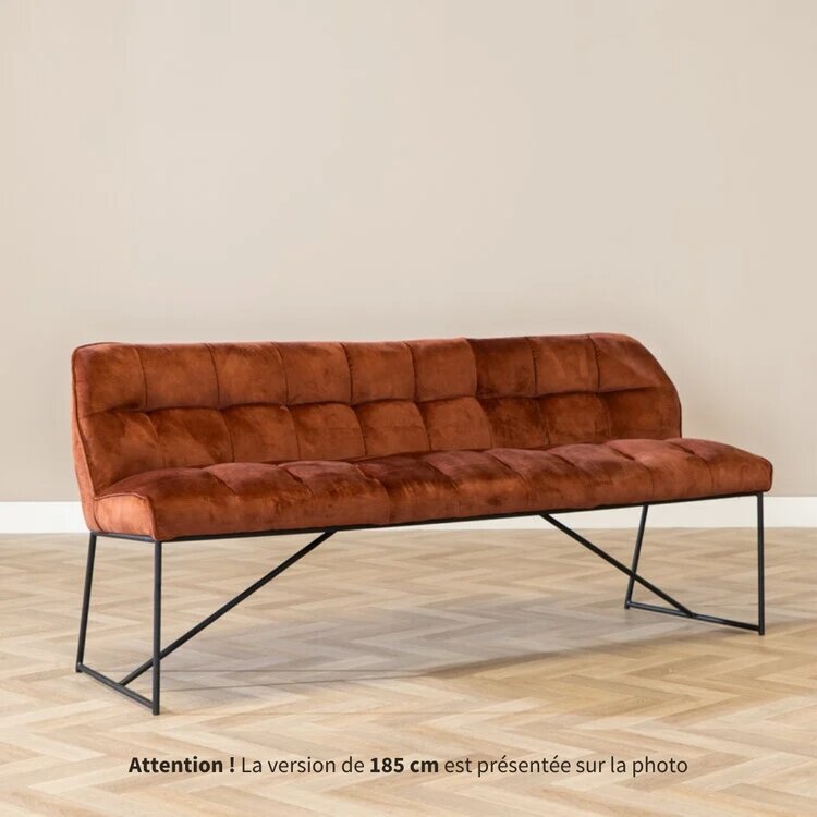 Banc de salle à manger en velours Janna cuivre 155 cm