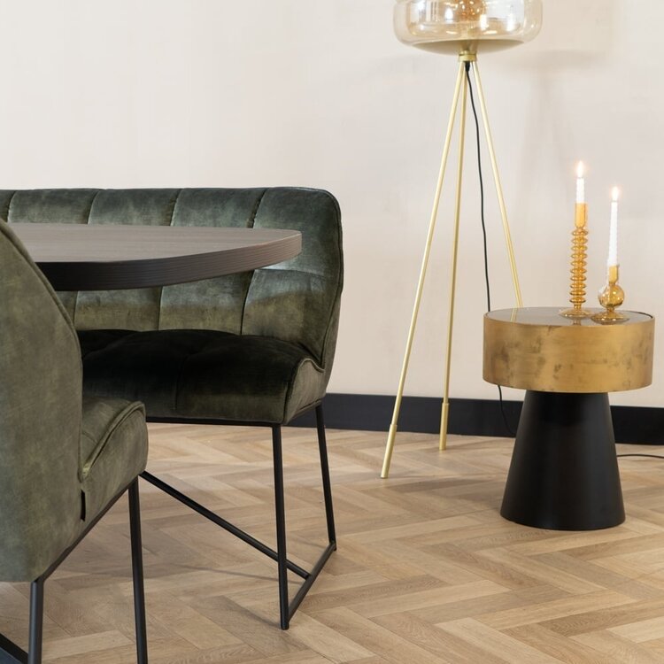 Banc de salle à manger en velours Janna vert 155 cm