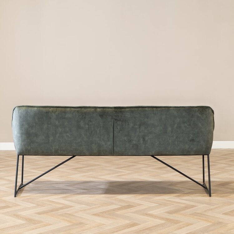Banc de salle à manger en velours Janna vert 155 cm