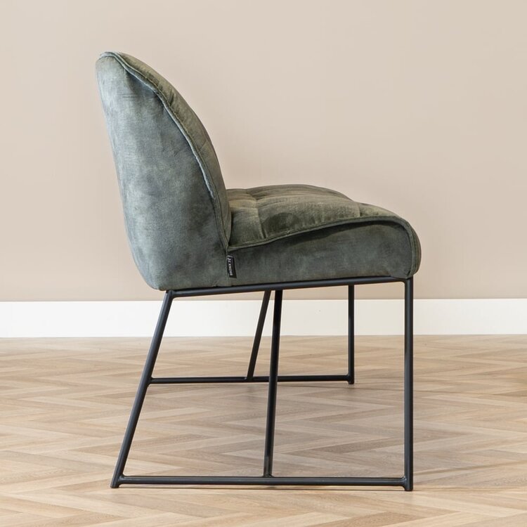 Banc de salle à manger en velours Janna vert 155 cm