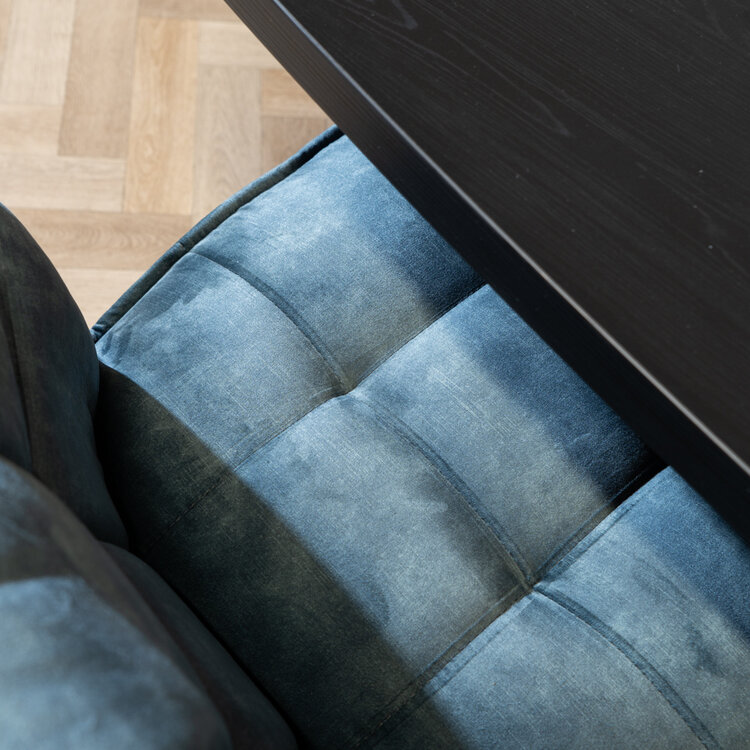 Banc de salle à manger en velours Janna bleu 155 cm