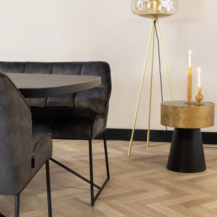 Banc de salle à manger en velours Janna anthracite 155 cm