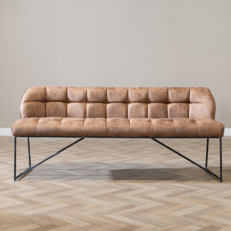 Banc de salle à manger Abel en microfibre cognac 155 cm