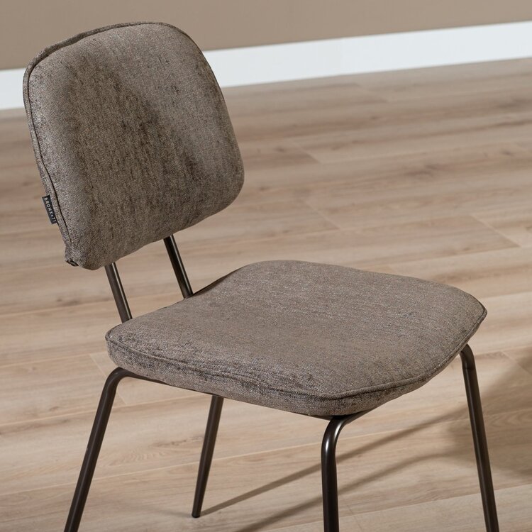 Chaise de salle à manger en velours Javi marron