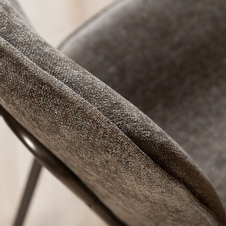 Chaise de salle à manger en velours Javi marron