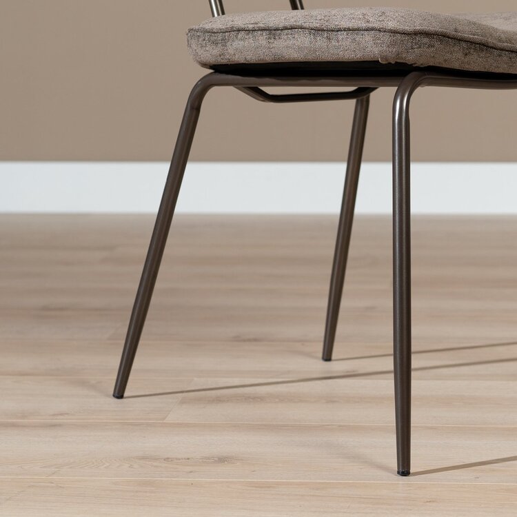 Chaise de salle à manger en velours Javi marron