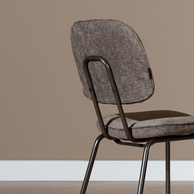 Chaise de salle à manger en velours Javi marron