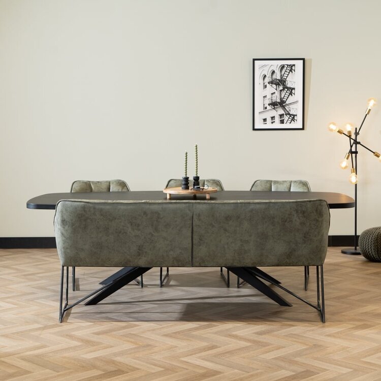 Banc de salle à manger Abel en microfibre vert olive 155 cm