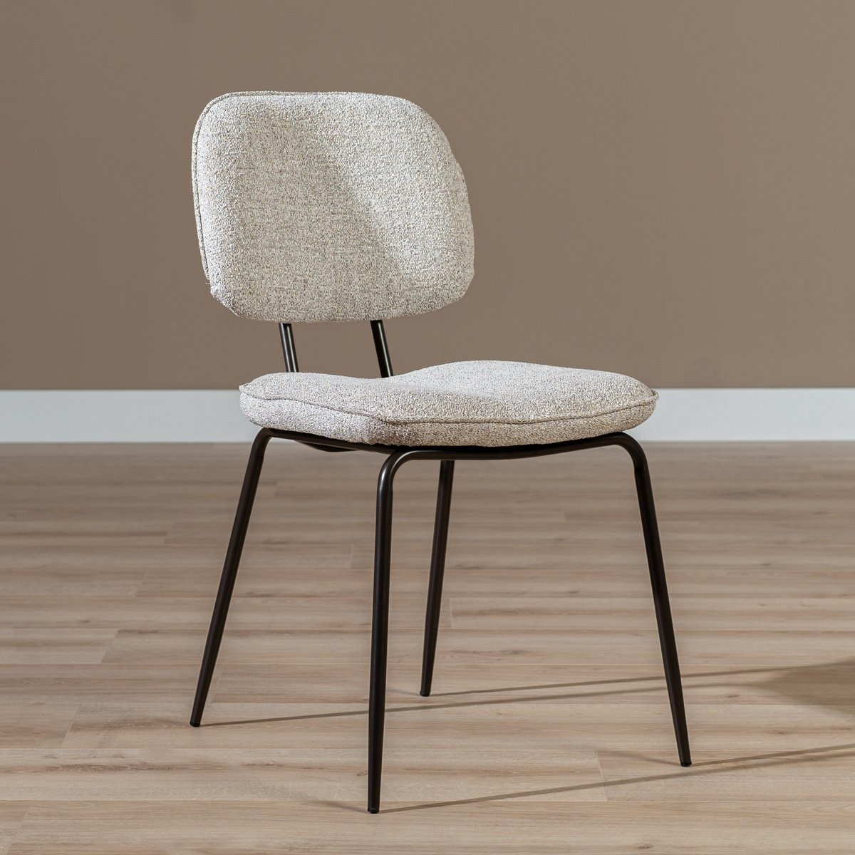 Chaise de salle à manger Javi mélangé blanc cassé/marron