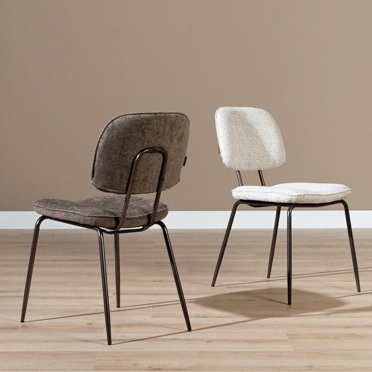 Chaise de salle à manger Javi mélangé blanc cassé/marron