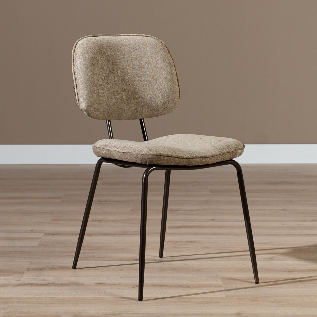 Chaise de salle à manger en velours Javi taupe