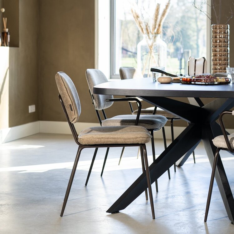 Chaise de salle à manger en velours Javi taupe