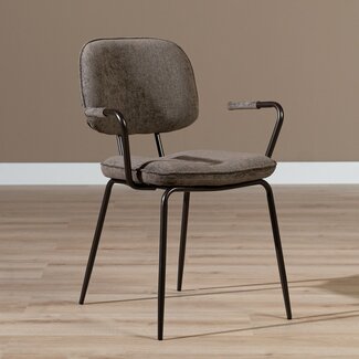 Chaise de salle à manger en velours Jethro marron